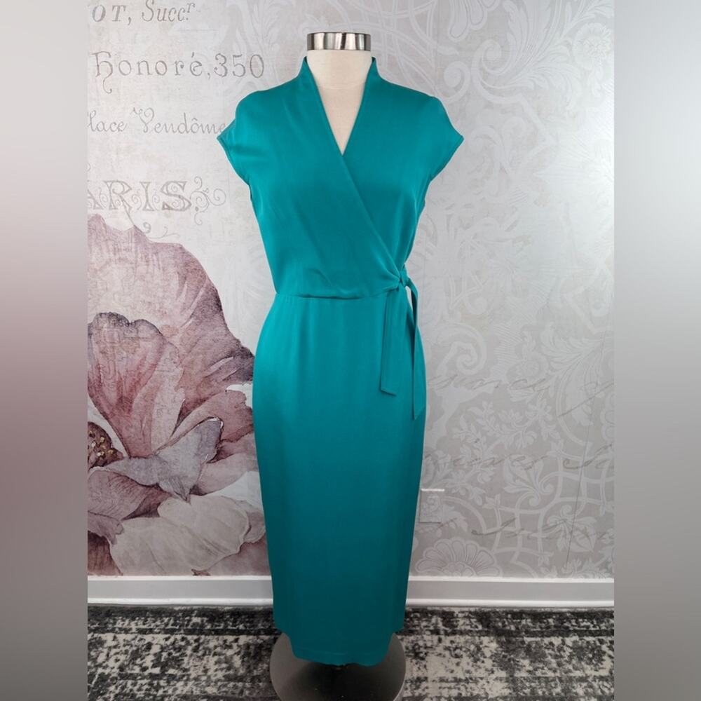 Maggy London Wrap Front Midi Length Dress Size 10 Like new